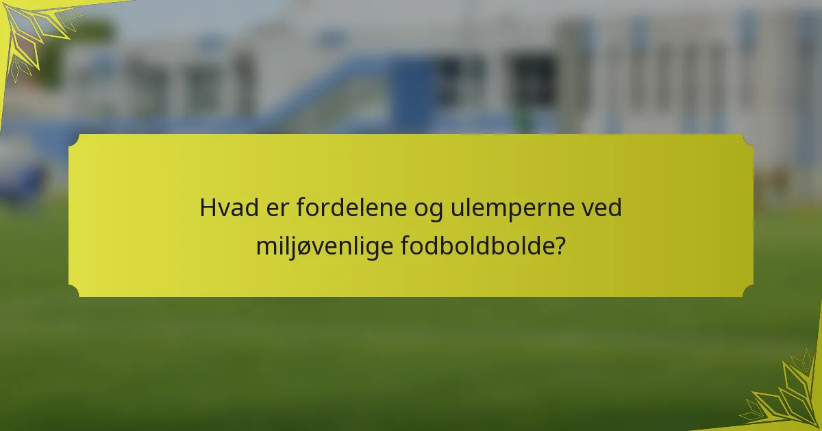 Hvad er fordelene og ulemperne ved miljøvenlige fodboldbolde?
