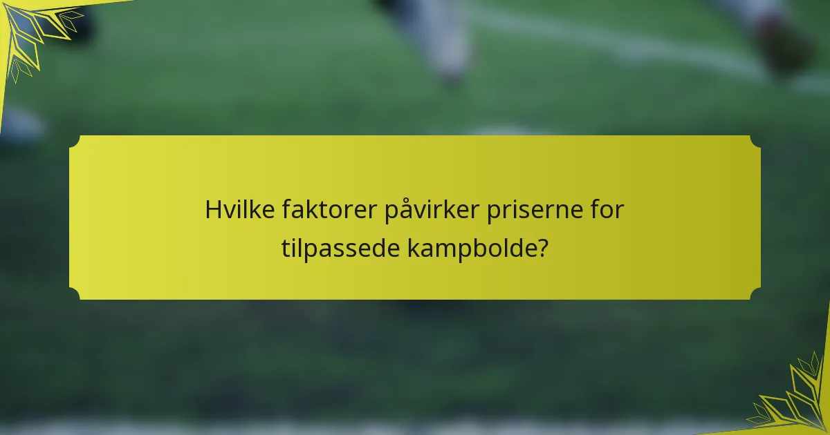 Hvilke faktorer påvirker priserne for tilpassede kampbolde?