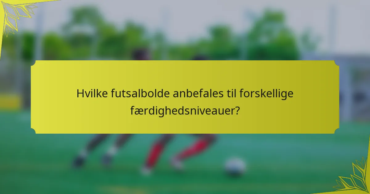 Hvilke futsalbolde anbefales til forskellige færdighedsniveauer?