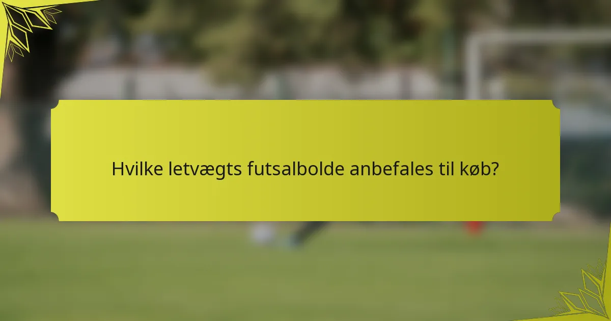Hvilke letvægts futsalbolde anbefales til køb?