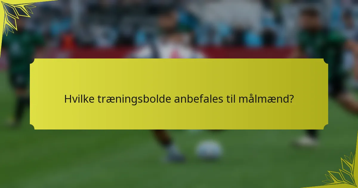 Hvilke træningsbolde anbefales til målmænd?