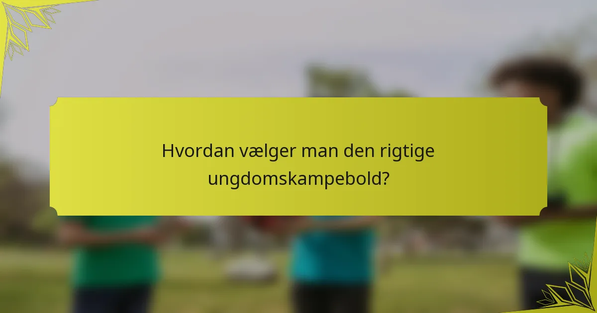 Hvordan vælger man den rigtige ungdomskampebold?