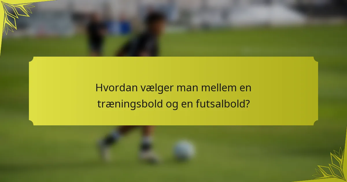 Hvordan vælger man mellem en træningsbold og en futsalbold?